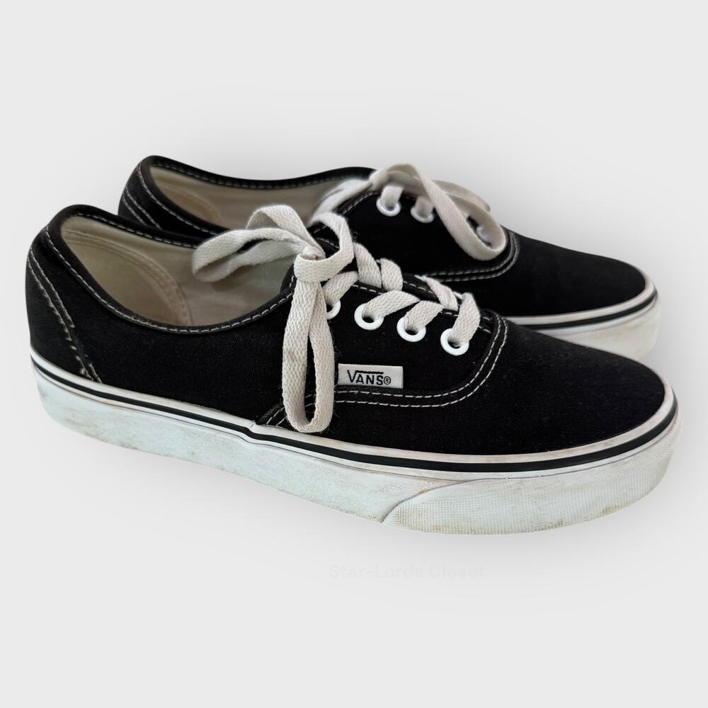 Vans Authentic Canvas Skate Shoes US 5 Black Low Top Lace Up Classic Sneakers